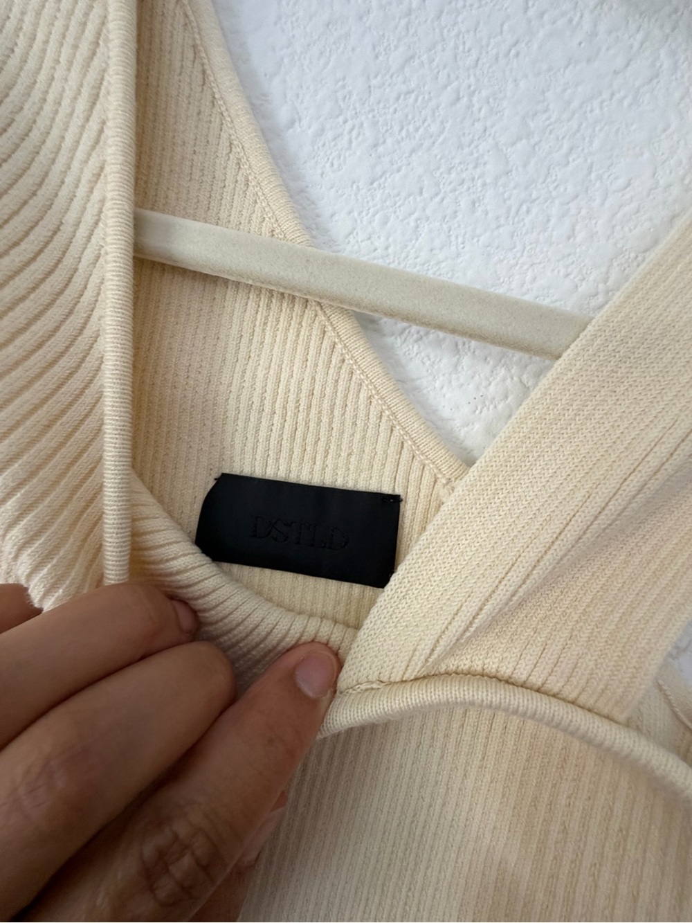 DSTLD One-Shoulder Ribbed Tank Top - Cream - Picture 3 of 3